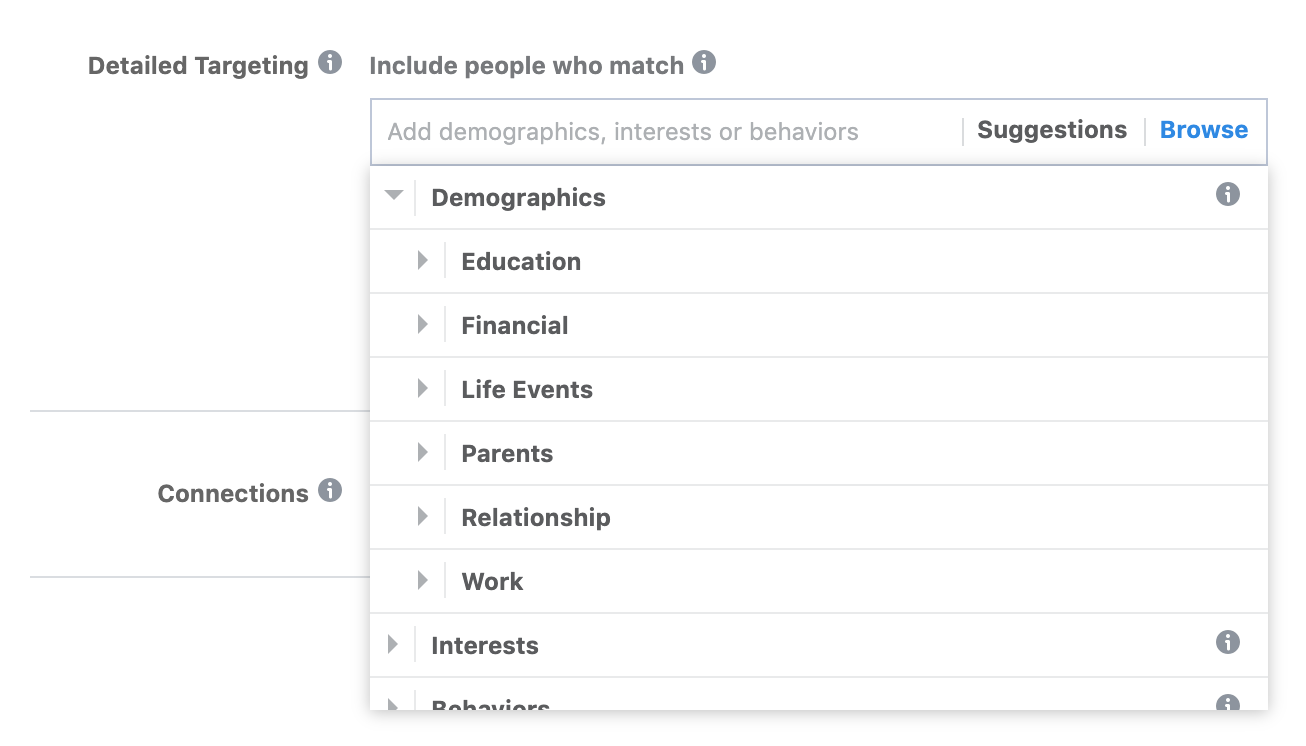 Facebook Ads Interests List audience eye 1