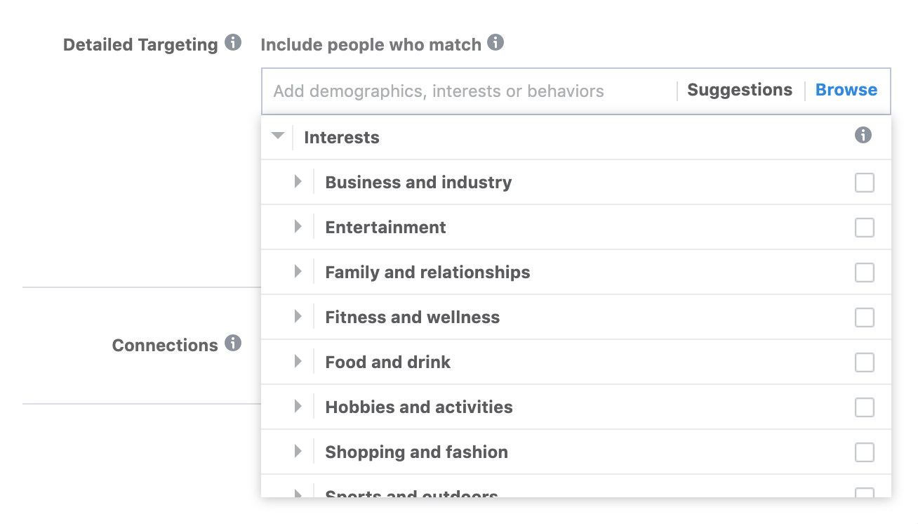 Facebook Ads Interests List audience eye